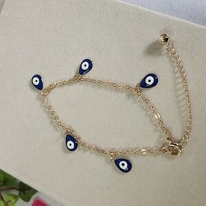 Boho Blue Evil Eye Teardrop Charm Ankle Bracelet Anklet Gold Filled New